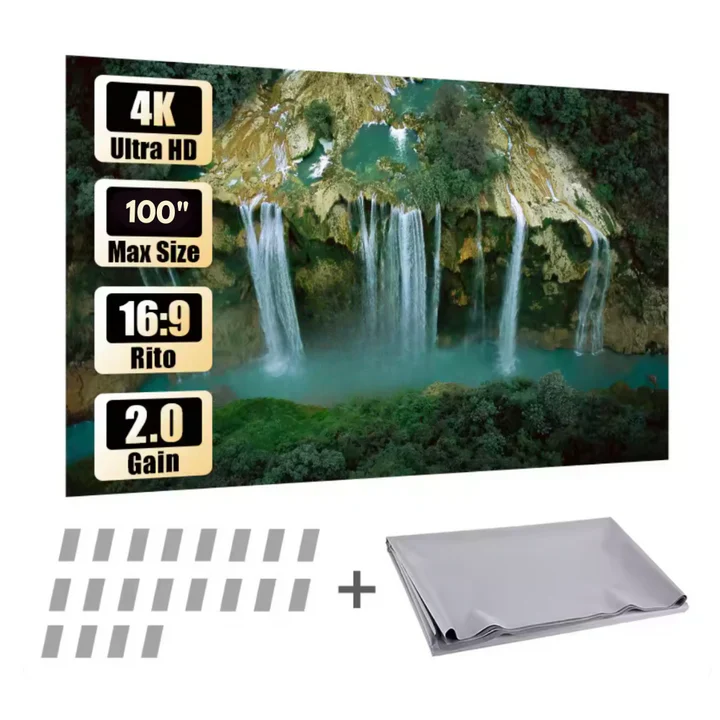 LumiScreen - Enkel 100-tums projektorduk med kardborreband